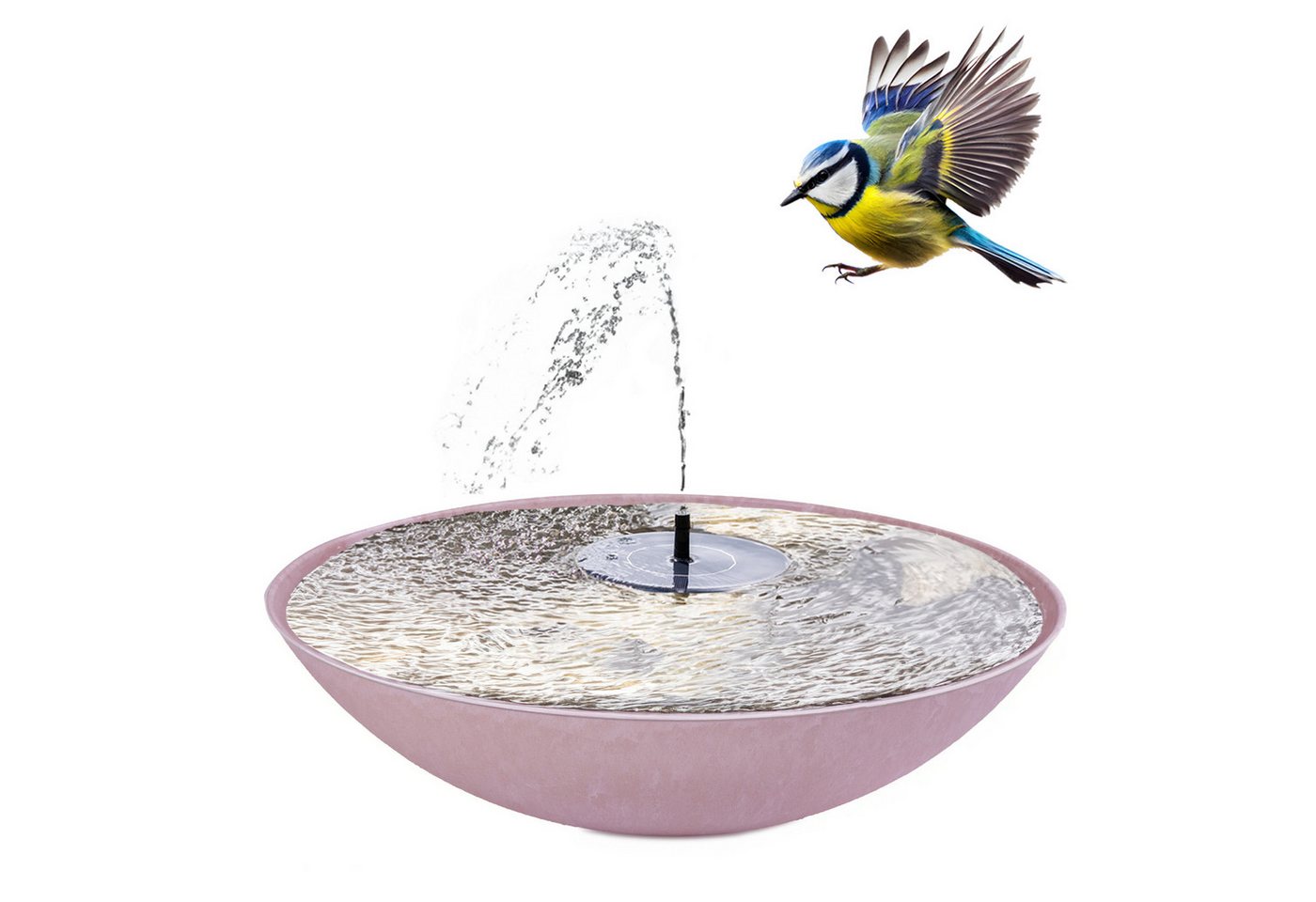 matches21 HOME & HOBBY Wasserspiel Outdoor Solar Brunnen Set 45cm, (2 tlg), Große Schale in rosa als Garten-Brunnen von matches21 HOME & HOBBY