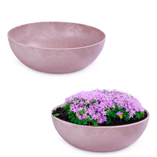 matches21 HOME & HOBBY Wetterfeste Pflanzschalen 2 STK. alt-rosa Vintage Blumen-Schalen 25 x 9 cm für draußen von matches21 HOME & HOBBY