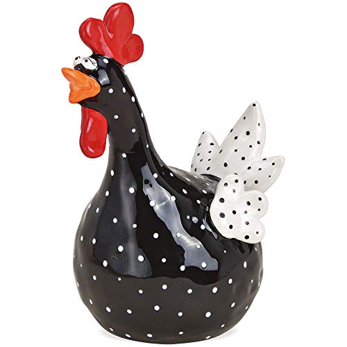 matches21 Hahn Huhn Dekofigur trendig in schwarz weiß gepunktet Osterdeko Frühlingsdeko Keramik Figur 1 STK 19 cm von matches21 HOME & HOBBY