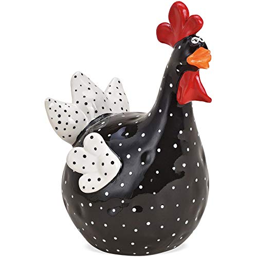 matches21 Hahn Huhn Dekofigur trendig in schwarz weiß gepunktet Osterdeko Frühlingsdeko Keramik Figur 1 STK 23 cm von matches21 HOME & HOBBY