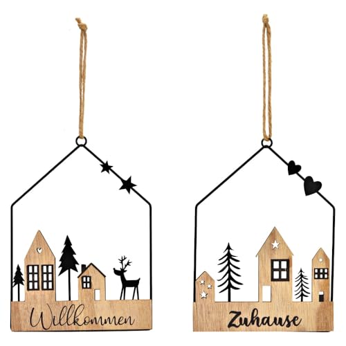matches21 Hübsche Wanddeko für Fenster Haustür WILLKOMMEN ZUHAUSE - Hygge Winterdeko zum hängen aus Metall & Holz in schwarz - 2er Set Weihnachtsdeko Häuser 15 x 19 cm matches21 Hübsche Wanddeko für Fenster Haustür WILLKOMMEN ZUHAUSE - Hygge Winterdeko zum hängen aus Metall & Holz in schwarz - 2er Set Weihnachtsdeko Häuser 15 x 19 cm von matches21 HOME & HOBBY