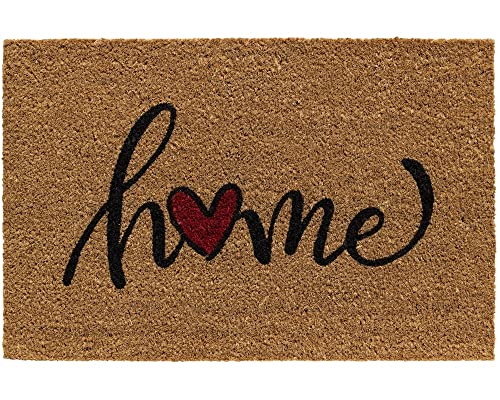 Kokosmatte als innen und aussen-Bereich Fußmatte in 40x60 cm - Kokosfaser Türmatte Home Spruch Herz als Sauberlaufmatte - Outdoor Fußabstreifer für Haustür, Flur, Garten von matches21 HOME & HOBBY