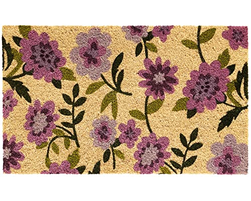 matches21 HOME & HOBBY Kokosmatte als innen und aussen-Bereich Fußmatte in 45x75 cm - Kokosfaser Türmatte Bunte Blumen als Sauberlaufmatte - Outdoor Fußabstreifer für Haustür, Flur, Garten von matches21 HOME & HOBBY