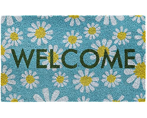 Kokosmatte als innen und aussen-bereich Fußmatte in 45x75 cm - Kokosfaser Türmatte Welcome Spruch Gänseblümchen als Sauberlaufmatte - Outdoor Fußabstreifer für Haustür, Flur, Garten von matches21 HOME & HOBBY