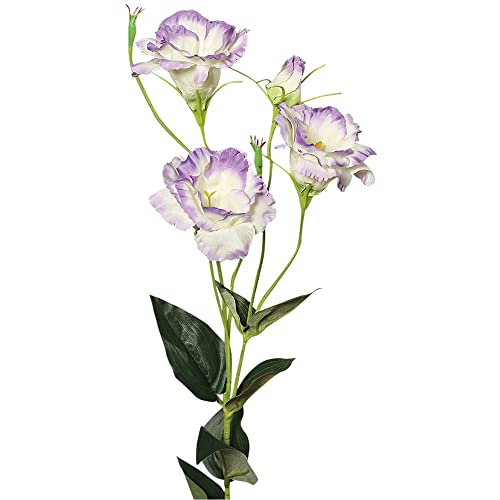 matches21 Lysianthus Lisianthus Eustoma künstliche Blume mit 3 Blüten & 1 Knospe Kunstblume 1 STK weiß-Flieder 83 cm von matches21 HOME & HOBBY