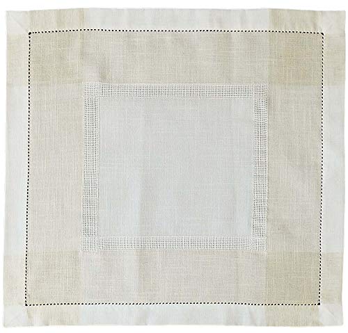 matches21 Mitteldecke/Tischwäsche in Leinenoptik wollweiß/beige mit Hohlsaum Tischwäsche 60x60 cm - Polyester & Leinen von matches21 HOME & HOBBY