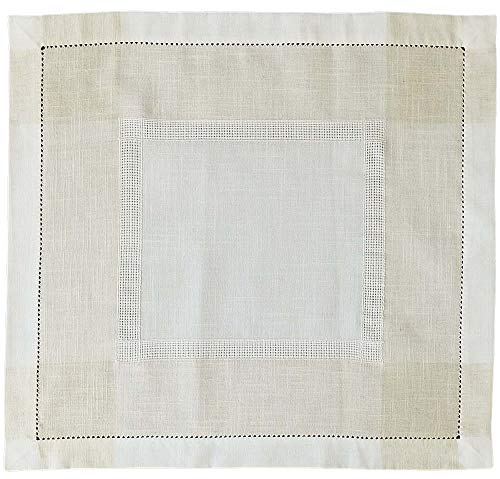 matches21 HOME & HOBBY Tischdecke ALMA 60 x 60 cm Leinenoptik mit Hohlsaum Elegante Mitteldecke Landhausstil beige von matches21 HOME & HOBBY