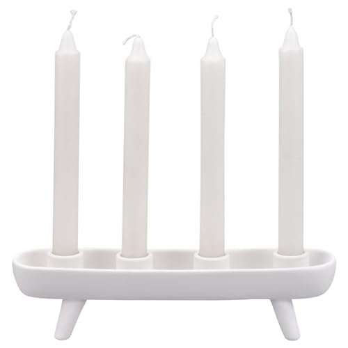 matches21 Moderner Kerzenständer für 4 Stabkerzen aus Steingut - Stabkerzenhalter in weiß im skandinavischem Stil - Halter für Stabkerzen als Tischdeko oder Adventskranz 27,5 x 6,5 x 7 cm matches21 Moderner Kerzenständer für 4 Stabkerzen aus Steingut - Stabkerzenhalter in weiß im skandinavischem Stil - Halter für Stabkerzen als Tischdeko oder Adventskranz 27,5 x 6,5 x 7 cm von matches21 HOME & HOBBY