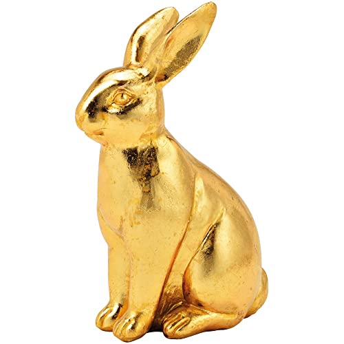 matches21 Osterhase Hase Ostern Hasenfigur Dekofigur Osterdeko Frühlingsdeko Polyresin Gold - 1 STK - 10x16x6 cm von matches21 HOME & HOBBY