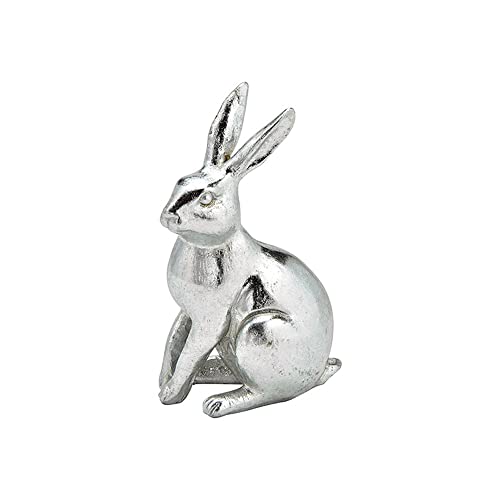 matches21 Osterhase Hasenfigur Osterdeko Dekohase Deko Ostern Frühlingsdeko Dekofigur Polyresin Silber 1 STK 8x12x6 cm von matches21 HOME & HOBBY