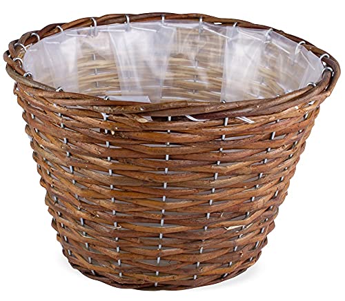 matches21 Pflanzkorb Weidenkorb Naturdeko Pflanzgefäß Pflanztopf Übertopf Korb Weide rund foliert braun 1 STK Ø 25 cm von matches21 HOME & HOBBY