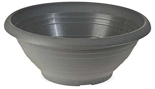 matches21 Pflanzschale Pflanzgefäß mit Bodenlöchern gegen Staunässe Grabschale aus Kunststoff anthrazit 1 STK Ø 50x20 cm von matches21 HOME & HOBBY