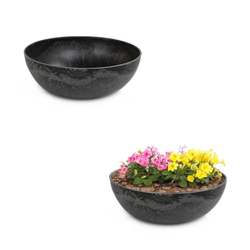 matches21 Pflanzschalen für draußen - 2 Vintage Dekoschalen schwarz marmoriert als Blumentopf Pflanztopf - Schale in 25 cm als Garten Vogeltränke Balkon-Deko oder Friedhof Grabschale matches21 Pflanzschalen für draußen - 2 Vintage Dekoschalen schwarz marmoriert als Blumentopf Pflanztopf - Schale in 25 cm als Garten Vogeltränke Balkon-Deko oder Friedhof Grabschale von matches21 HOME & HOBBY
