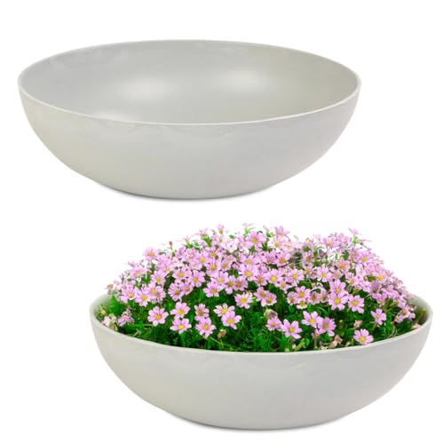 matches21 Pflanzschalen für draußen - 2 große Dekoschalen grau marmoriert als Blumentopf Pflanztopf - Schale in 30 cm für Garten, Balkon oder Friedhof als Grab-Schmuck von matches21 HOME & HOBBY