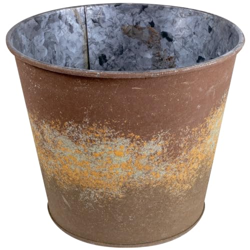 matches21 Rustikaler Blumentopf Rost-Optik aus Zink - Beschichteter Pflanztopf für Garten Deko - Übertopf für draußen Rost Gartendeko Ø 16 x 15 cm von matches21 HOME & HOBBY