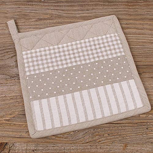 matches21 Schlupf Topflappen Untersetzer Landhaus Premium LINA Mustermix Patchwork Hitzeschutz Küche 20x20 cm 1 STK - beige von matches21 HOME & HOBBY