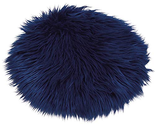 matches21 Gemütliche Sitzauflage flauschig weiches Kunstfell Sitzpolster Stuhlauflage Fellimitat Fell Dekofell langflorig Ø 34 cm Farbe blau von matches21 HOME & HOBBY