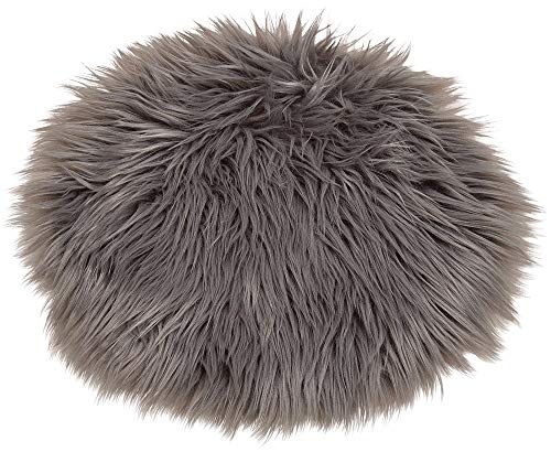 matches21 Gemütliche Sitzauflage flauschig weiches Kunstfell Sitzpolster Stuhlauflage Fellimitat Fell Dekofell langflorig Ø 34 cm Farbe grau von matches21 HOME & HOBBY