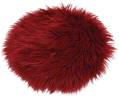 matches21 Gemütliche Sitzauflage flauschig weiches Kunstfell Sitzpolster Stuhlauflage Fellimitat Fell Dekofell langflorig Ø 34 cm Farbe rot von matches21 HOME & HOBBY