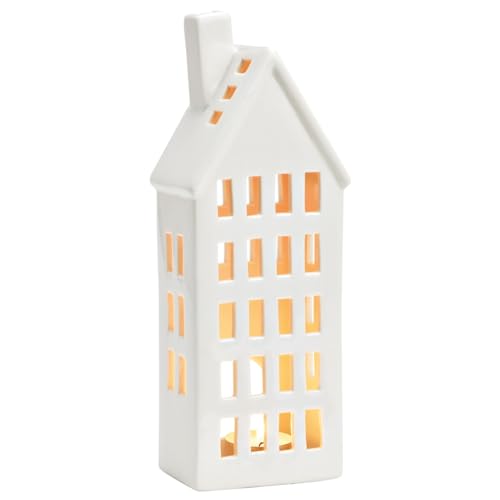 matches21 Skandinavisches Lichthaus für Teelichter - Schwarzer Teelichthalter Leuchthaus aus Porzellan - Hygge Windlicht als Weihnachtsdeko für Wohnzimmer, Schlafzimmer, Flur 10 x 26 x 7 cm von matches21 HOME & HOBBY