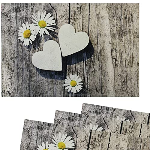 matches21 Stoff Tischsets als abwaschbare Platzdeckchen - 4 Stück Platzsets in 45 * 30 cm mit Frühling Gänseblümchen - Waschbare Textil Esstisch Unterlagen als Tischdeko auch für Wohnzimmer von matches21 HOME & HOBBY