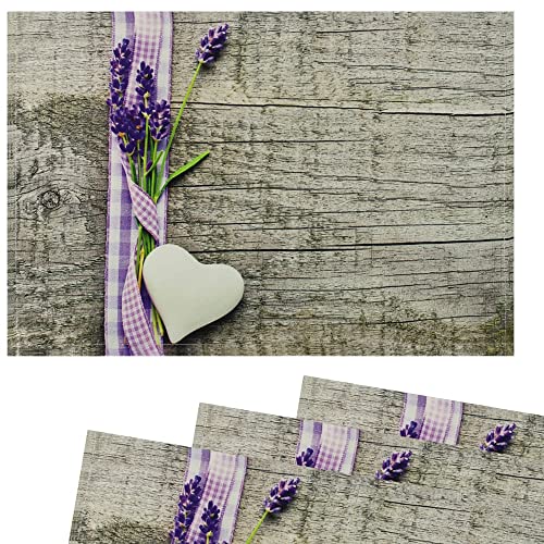 matches21 Stoff Tischsets als abwaschbare Platzdeckchen - 4 Stück Platzsets in 45 * 30 cm mit Lavendel Landhausstil - Waschbare Textil Esstisch Unterlagen als Tischdeko auch für Wohnzimmer von matches21 HOME & HOBBY