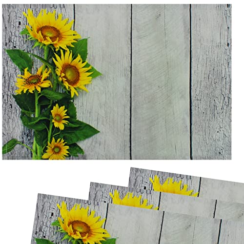 matches21 Stoff Tischsets als abwaschbare Platzdeckchen - 4 Stück Platzsets in 45 * 30 cm mit Sonnenblumen - Waschbare Textil Esstisch Unterlagen als Tischdeko auch für Wohnzimmer von matches21 HOME & HOBBY