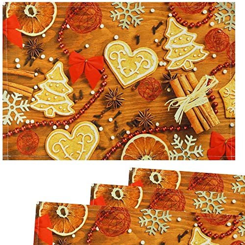 matches21 Stoff Tischsets als abwaschbare Platzdeckchen - 4 Stück Platzsets in 45 * 30 cm mit Weihnachten Gebäck - Waschbare Textil Esstisch Unterlagen als Tischdeko auch für Wohnzimmer von matches21 HOME & HOBBY