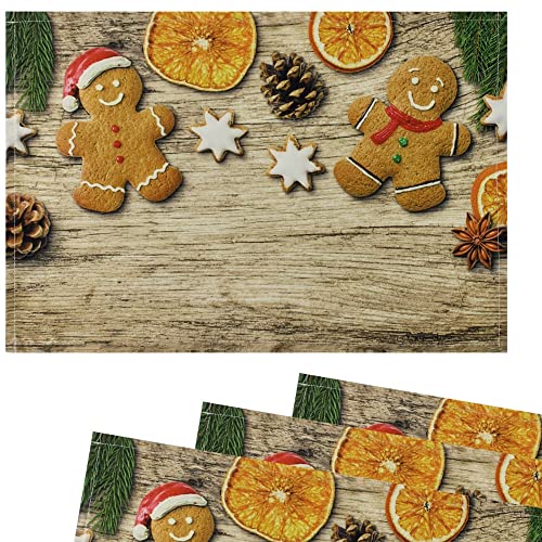 matches21 Stoff Tischsets als abwaschbare Platzdeckchen - 4 Stück Platzsets in 45 * 30 cm mit Weihnachten Lebkuchen - Waschbare Textil Esstisch Unterlagen als Tischdeko auch für Wohnzimmer von matches21 HOME & HOBBY
