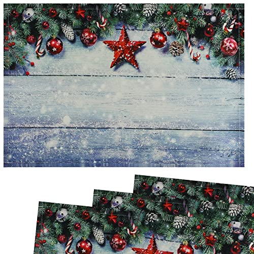 matches21 Stoff Tischsets als abwaschbare Platzdeckchen - 4 Stück Platzsets in 45 * 30 cm mit Weihnachten Tannenzweige - Waschbare Textil Esstisch Unterlagen als Tischdeko auch für Wohnzimmer von matches21 HOME & HOBBY