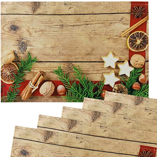 matches21 Stoff Tischsets als abwaschbare Platzdeckchen - 6 Stück Platzsets in 45 * 30 cm mit Weihnachten Gewürze - Waschbare Textil Esstisch Unterlagen als Tischdeko auch für Wohnzimmer von matches21 HOME & HOBBY