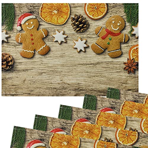 matches21 Stoff Tischsets als abwaschbare Platzdeckchen - 6 Stück Platzsets in 45 * 30 cm mit Weihnachten Lebkuchen - Waschbare Textil Esstisch Unterlagen als Tischdeko auch für Wohnzimmer von matches21 HOME & HOBBY