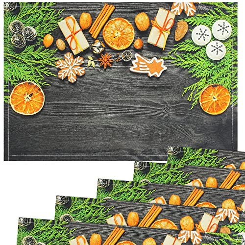 matches21 Stoff Tischsets als abwaschbare Platzdeckchen - 6 Stück Platzsets in 45 * 30 cm mit Weihnachten Zweige - Waschbare Textil Esstisch Unterlagen als Tischdeko auch für Wohnzimmer von matches21 HOME & HOBBY