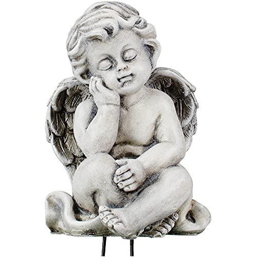 matches21 Süßer Grabschmuck Engel Figur - Engelfigur für Grabgestecke wetterfest aus Kunststein - Schöne Grabdekoration für Friedhof und Beerdigungen Engel 11 x 5 x 4,5 cm von matches21 HOME & HOBBY