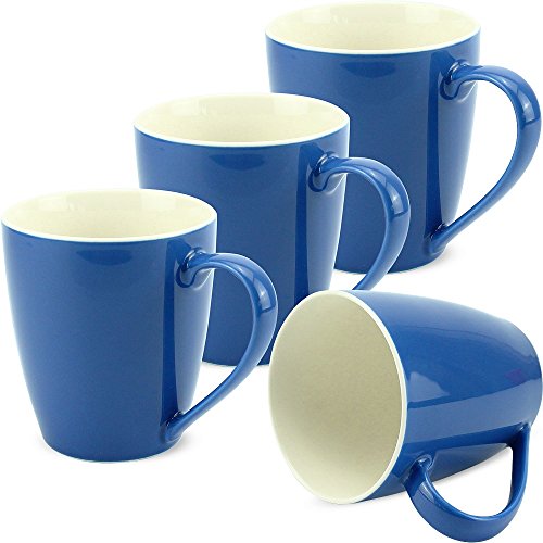 matches21 Tassen Becher Kaffeetassen Uni einfarbig blau dunkelblau Porzellan 4er 10 cm / 350 ml - mit & ohne Tassenhalter von matches21 HOME & HOBBY