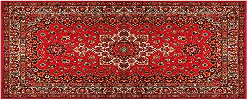 Teppich Läufer Vintage Ornamente Perser rot beige als Küchenteppich - Rutschfester Küchenläufer in 60x150 cm als Flur Brücke - Waschbarer Teppichläufer für Küche, Schlafzimmer, Wohnzimmer von matches21 HOME & HOBBY