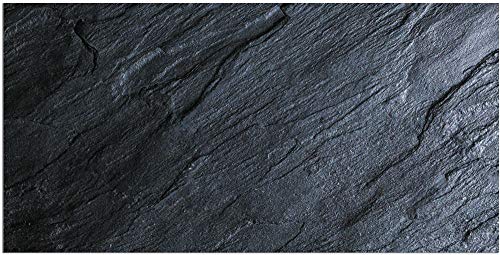 Teppich Läufer Stein-Optik Schiefer schwarz als Küchenteppich - Rutschfester Küchenläufer in 60x120 cm als Flur Brücke - Waschbarer Teppichläufer für Küche, Schlafzimmer, Wohnzimmer von matches21 HOME & HOBBY