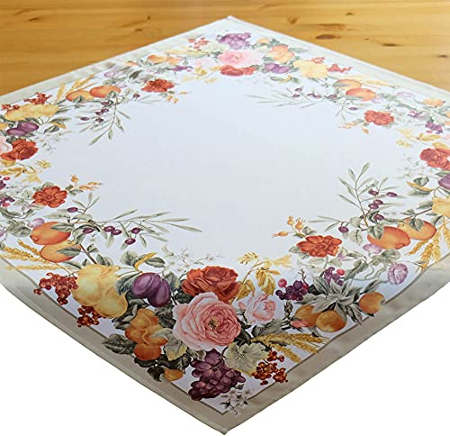 matches21 Tischdecke/Mitteldecke Druck bunt mit Rosen Print in herbstlichen Farben Tischwäsche 85x85 cm Polyester von matches21 HOME & HOBBY