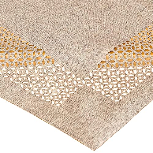 matches21 Tischdecke/Mitteldecke Durchbrochene Ornamente Verzierung Hellbraun Tischwäsche 1 STK 85x85 cm Polyester von matches21 HOME & HOBBY