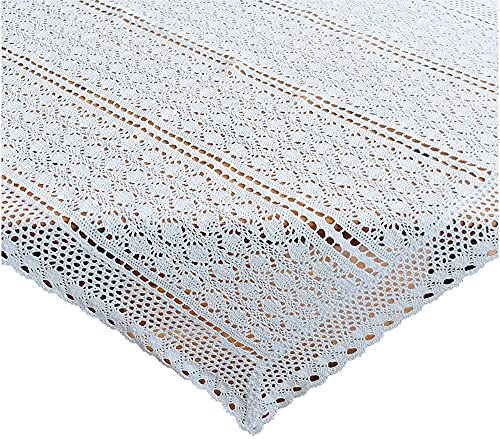 matches21 Tischdecke/Mitteldecke Häkelspitze Makramkee Optik Boho Stil Crochet Design Tischwäsche 85x85 cm Polyester von matches21 HOME & HOBBY