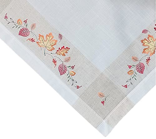 matches21 Tischdecke Melina Blätter Herbst Stick Heimtextilien Mitteldecke bunt Poly Leinen 1 STK 85x85 cm von matches21 HOME & HOBBY