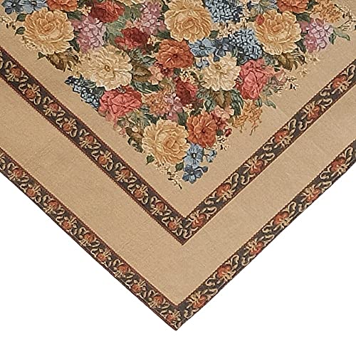 matches21 Tischdecke Mitteldecke Gobelin Blumen Blüten Bordüre gewebt Tischwäsche Hellbraun 1 STK 85x85 cm Mischgewebe von matches21 HOME & HOBBY