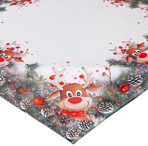 matches21 HOME & HOBBY Tischdecke Livia 110 x 110 cm drolliges Rentier & Tannenzweige Weihnachten Mitteldecke Polyester von matches21 HOME & HOBBY