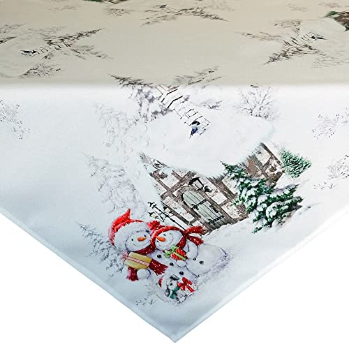 matches21 HOME & HOBBY Tischdecke Robina 85 x 85 cm mit Winterlandschaft Schneemänner & Häuschen Mitteldecke Polyester von matches21 HOME & HOBBY