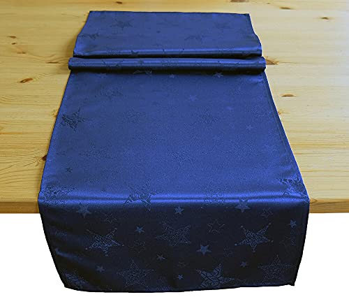 matches21 Tischläufer/Mitteldecke Webware Sterne Ornamente fleckgeschützt blau Tischwäsche 1 STK 40x140 cm Polyester von matches21 HOME & HOBBY