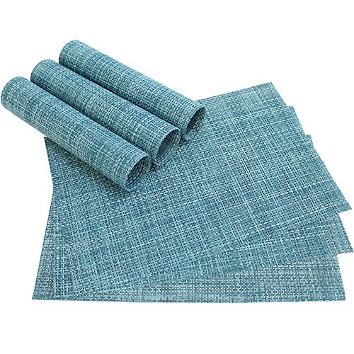 matches21 Tischset Platzset ELEGANCE Platzmatten blau hellblau 6er Set gewebt aus Kunststoff 45x30 cm von matches21 HOME & HOBBY