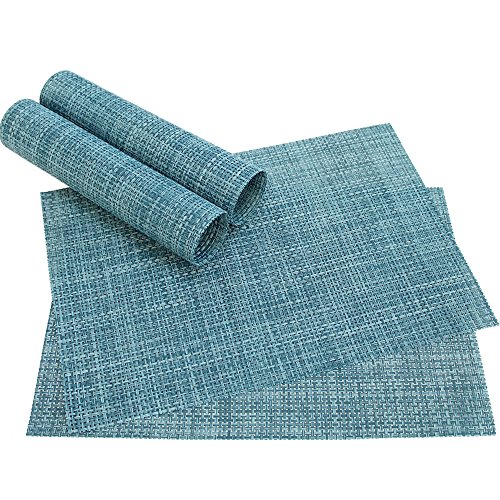 matches21 Tischset Platzset ELEGANCE edle Platzmatten 4er Set blau gewebt aus Kunststoff 45x30 cm/abwaschbar/erhältlich in vielen aufregenden Farben Platzdeckchen vom Tischwäsche Spezialist von matches21 HOME & HOBBY