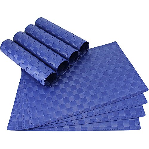 matches21 Tischset Platzset MODERN Platzmatten 8er Set blau geflochten Kunststoff 45x30 cm Platzdecken Tischunterlagen Esstischunterlagen von matches21 HOME & HOBBY