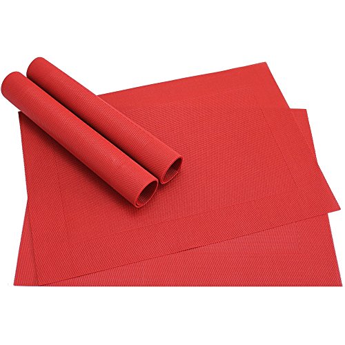 Abwaschbare Tischsets 4er Set in rot - Platzsets als rutschfeste und hitzebeständige Deko Esstisch Unterlagen in 45 x 30 cm - Tisch Platzdeckchen aus abwischbarem PVC für Tischdeko von matches21 HOME & HOBBY