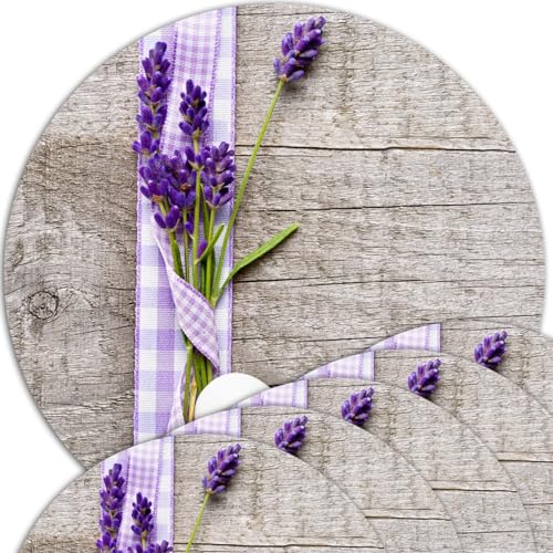 Tischsets 6er als abwaschbare Frühling und Sommer Tischdeko - Platzsets Lavendel Blumen als runde Tischuntersetzer in 38 cm - Platzdeckchen als Tischunterlage für Esstisch Wohnzimmer Tisch von matches21 HOME & HOBBY